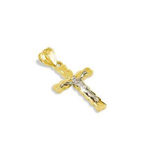14k Yellow White Gold Cross Crucifix Religious Pendant Jewelry