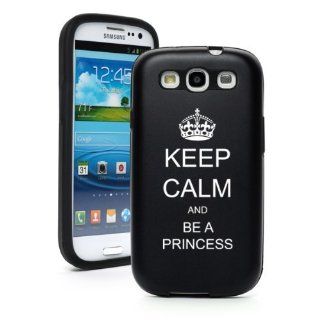Black Samsung Galaxy S III S3 Aluminum & Silicone Hard Case SK50 Keep Calm and Be A Princess Cell Phones & Accessories