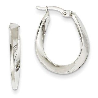 14k White Gold Twist Hoop Earrings Jewelry