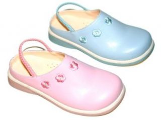 Toddler Girls Embroidered Flower Clogs (7, Blue) Shoes