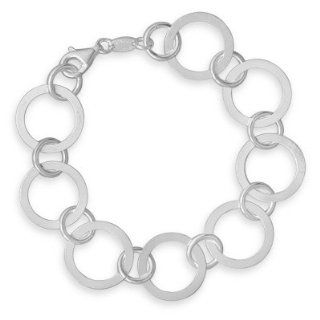Round Ring Link Bracelet 16mm Width Sterling Silver Jewelry
