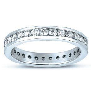 1 3/4 Carat Channel Set Round Diamond Eternity Anniversary Band Ring in 18k White Gold (Size 5) Jewelry