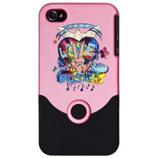 iPhone 4 or 4S Slider Case Pink Peace Love Music   Peace Symbol Sign 