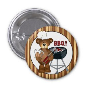 Cartoon Hillbilly Bear BBQ Button