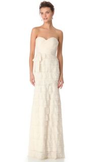 Badgley Mischka Collection Strapless Lace Gown
