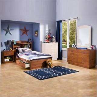 South Shore Logik Kids Sunny Pine Twin Wood Storage Bed 4 Piece Boys' Bedroom Set   3342213 4PKG