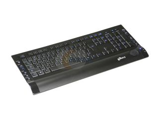 LOGISYS Computer KB208BK Black 104 Normal Keys 15 Function Keys USB or PS/2 Standard Two Color (Blue/Red) Character Illuminated Keyboard