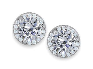 .85CT Pave Halo Martini Diamond Studs 14K White Gold Womens Earrings
