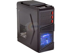 Rosewill Galaxy 03 Black Gaming ATX Mid Tower Computer Case, comes with Three Fans 1x Front Blue LED 120mm Fan, 1x Rear 120mm Fan, 1x Top 120mm Fan, Top mounted USB 3.0 Port