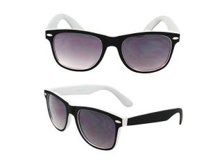 Wayfarer Fashion Sunglasses 351 Rubber Coating Black with White Frame Purple Black Lenses for Women and Men
