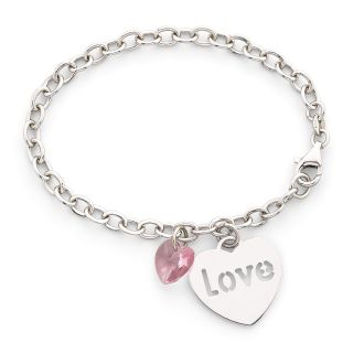 Sterling Silver Heart Charm, Love Bracelet, Womens