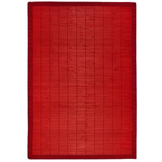 Red Bamboo Rug With Red Border (6 X 9)