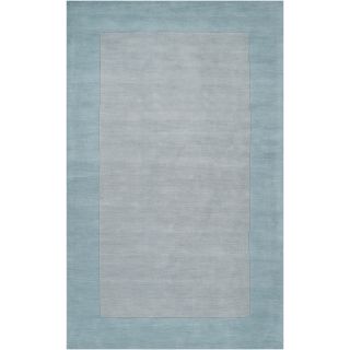 Hand crafted Light Blue Tone on tone Bordered Decido Wool Rug (9 X 13)