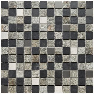 Somertile Granstone Alloy 1 inch Verde Stone And Metal Mosaic Tiles (pack Of 10)