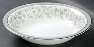 Noritake Meredith Coupe Soup Bowl, Fine China Dinnerware   Green Band & Flowers,