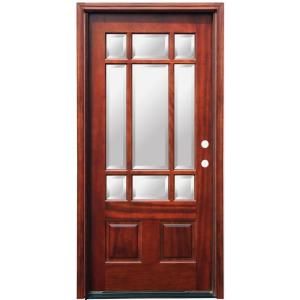 Pacific Entries Craftsman 9 Lite Stained Mahogany Wood Entry Door M39ML