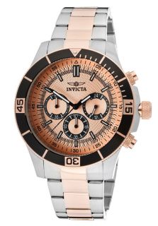 Invicta 12842  Watches,Mens Specialty Chronograph Rose Gold Tone Dial 18k Rose Gold Plated & Stainless Steel, Chronograph Invicta Quartz Watches