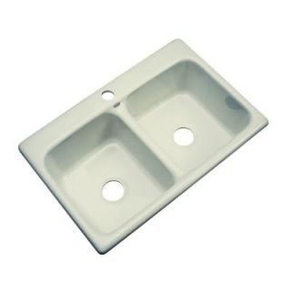 Thermocast Newport Drop in Acrylic 33x22x9 in. 1 Hole Double Bowl Kitchen Sink in Jersey Cream 40106