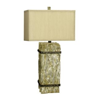 Axis 13 in 3 Way Whitewash Indoor Table Lamp with Fabric Shade