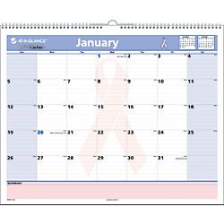 AT A GLANCE QuickNotes 30percent Recycled Special Edition Breast Cancer Awareness DeskWall Calendar 15 x 12  January December 2014