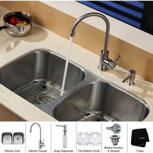 Kraus KBU22 KPF2160 SD20 Professional Stainless Steel  Faucet & Sink Kitchen Combos