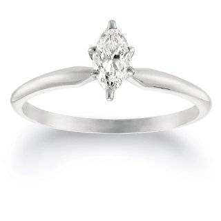 14k White or Yellow Gold Marquise Solitaire Diamond Engagement Ring (1 