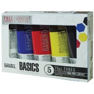 Liquitex Basics Acrylic Color Set, 4 pack of 75mL tubes with Bonus 