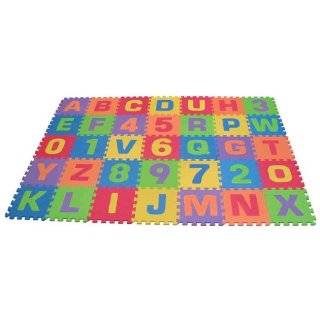 Edushape Edu Tiles 36 Piece 6x6ft Play Mat, Letters & Numbers Set