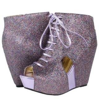  Zena42 Glitter Wedge Ankle Boots SILVER Shoes