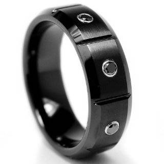   Tungsten Carbide Ring W/ BLACK DIAMOND Wedding Bands Size 12 Jewelry