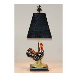 French Country Porcelain Rooster Accent Table Lamp
