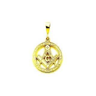  14K Gold Charm Masonic Freemason Pendant Jewelry Part 
