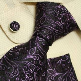   men Purple Paisleys boyfriend gift Italian style ties cufflinks set
