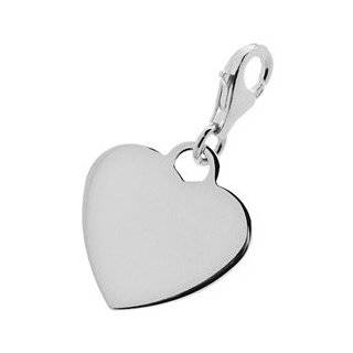  Sterling Silver Engravable Heart Charm with Heart Stamping. Jewelry