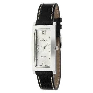   Peugeot Womens 318BR Silver Tone Brown Leather Strap Watch Watches