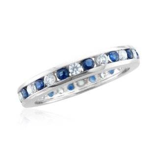  18k White Gold Channel set Blue Sapphire Eternity Band 