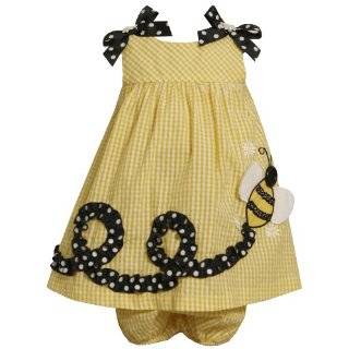 Bonnie Baby Baby Girls Infant Bumble Bee Applique Seersucker Dress