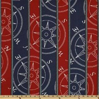  Prints Trey Stripe Blue/Red Fabric By The Yard Arts, Crafts & Sewing