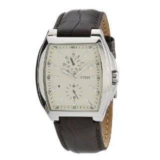  GUESS Mens W11108G1 Rectangular Stainless Steel Case, Silver 