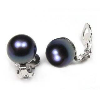  12mm Real Pearl Stud Clip On Earrings Jewelry