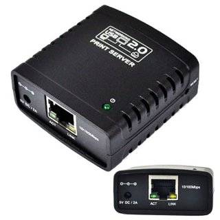 USB 2.0 Network Print Server with Ethernet Cable